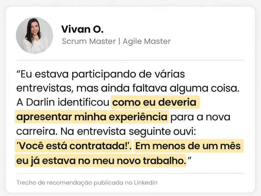 Depoimento de Vivian O., Scrum Master